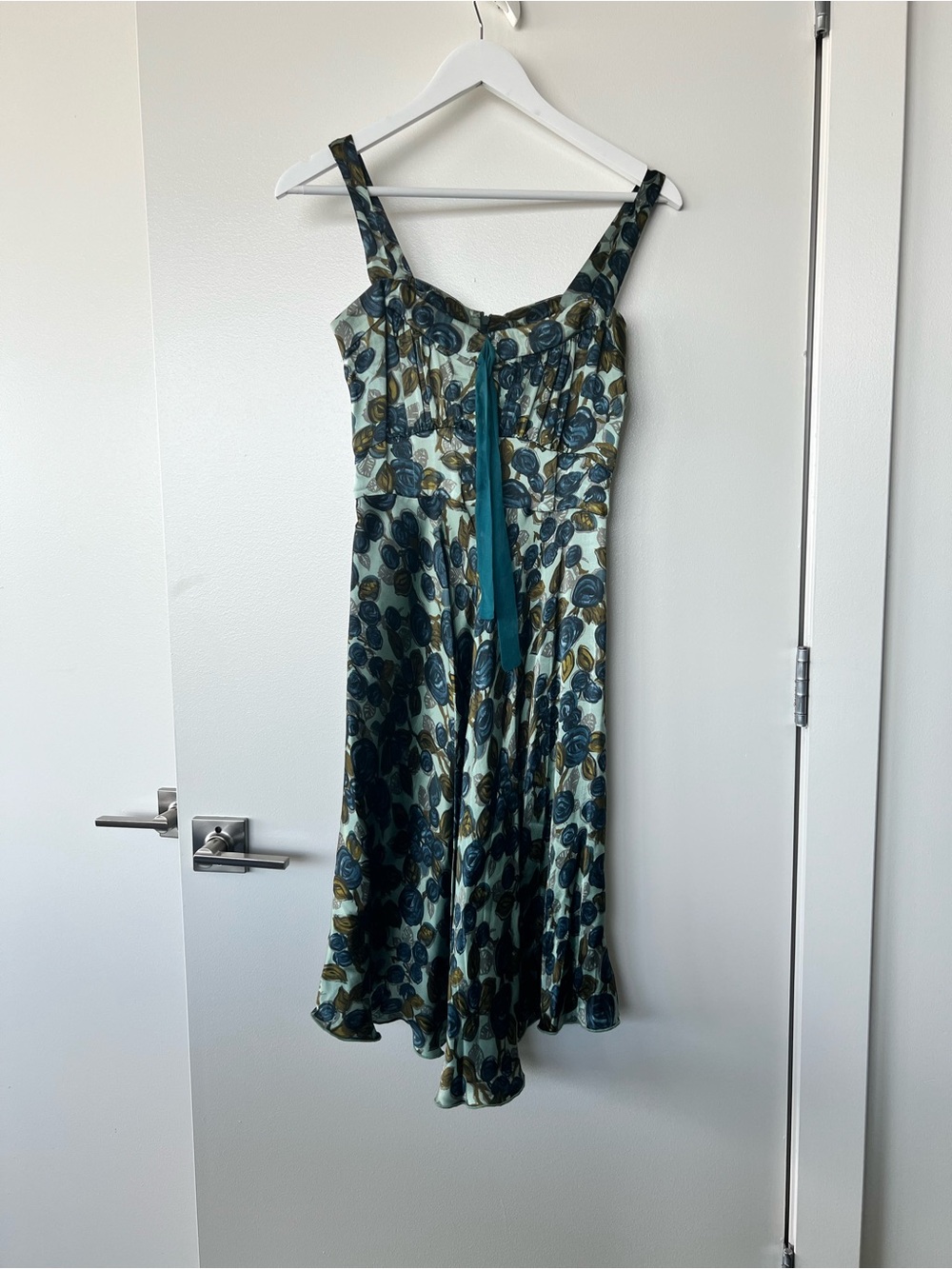 Tara Jarmon Teal and Green Floral Midi Dress